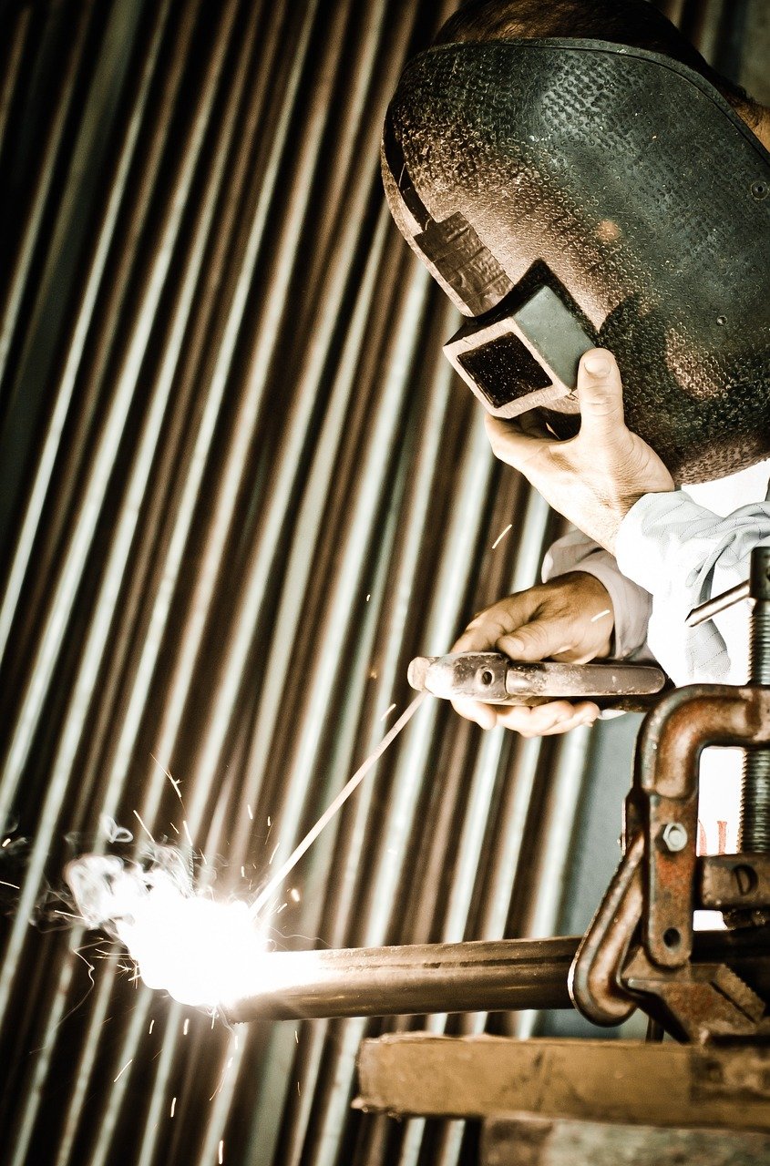 welding, man, helmet